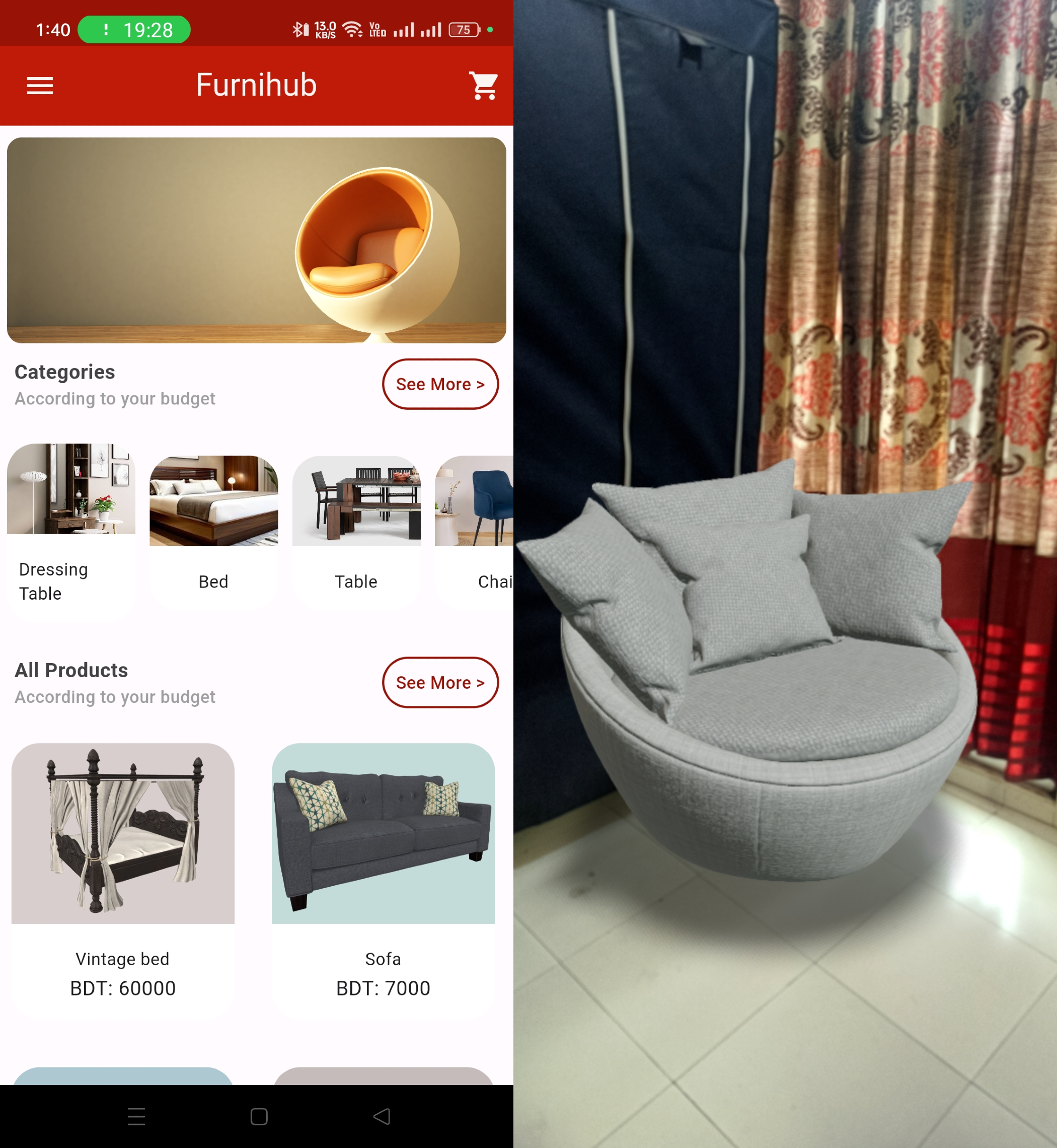 Furnihub – Augmented Reality Furniture App